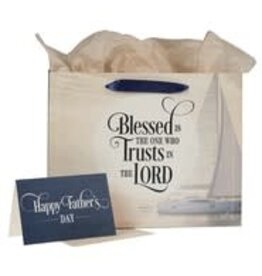 Christian Art Gifts Christian Art Gifts Decorative Landscape Gift Bag with Card and Tissue Paper Set for Men and Dads: Blessed Is the Man - Jeremiah 17:7