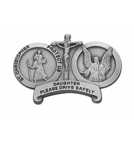 McVan Please Drive Safely Visor Clip with St. Christopher, Jesus Crucified, and Guardian Angel