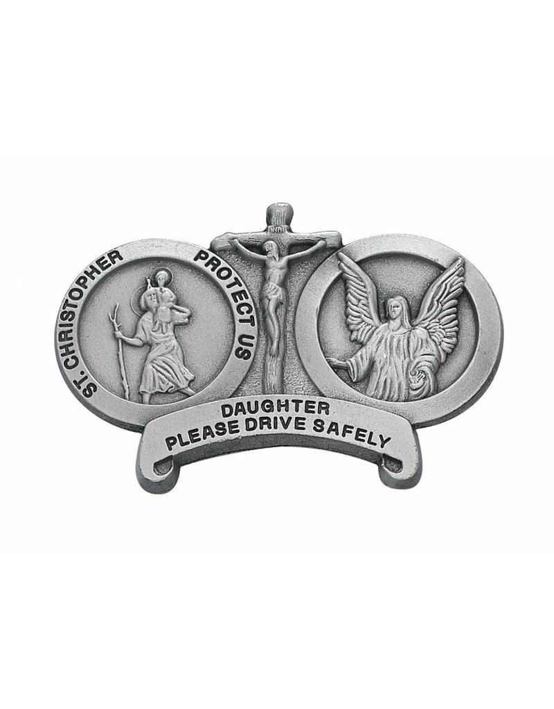 McVan Please Drive Safely Visor Clip with St. Christopher, Jesus Crucified, and Guardian Angel