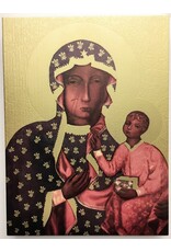 WJ Hirten Our Lady of Czestochowa Gold Embossed Wood Plaque (7 1/2" x 10")