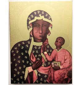 WJ Hirten Our Lady of Czestochowa Gold Embossed Wood Plaque (7 1/2" x 10")