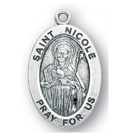HMH Religious Sterling Silver St. Nicole Medal-Pendant With 18" Chain Necklace