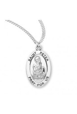 HMH Religious Sterling Silver St. Peter Medal With 20" Chain Necklace