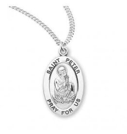HMH Religious Sterling Silver St. Peter Medal With 20" Chain Necklace