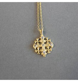 Gold Jerusalem Cross on 18" Chain