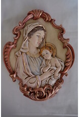 Liscano, Inc. 10" Ornate Painted Madonna  with Child Medallion Plaque