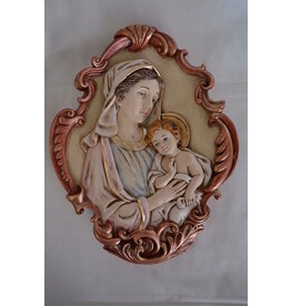 Liscano, Inc. 10" Ornate Painted Madonna  with Child Medallion Plaque