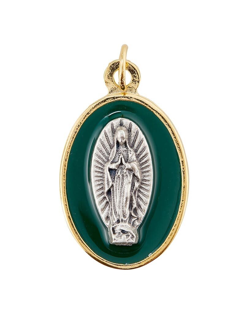 Creed Our Lady Of Guadalupe Green and Gold  Medal