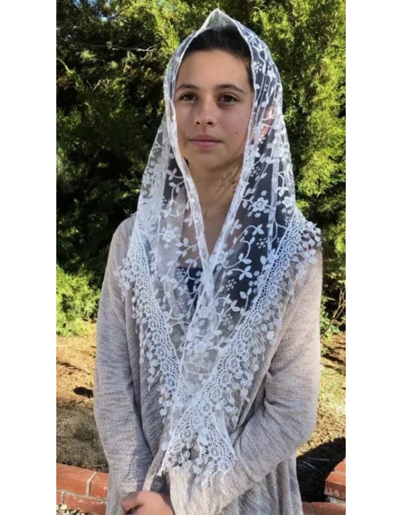 Oremus Mercy Cherry Blossom Church Veil - WHITE (48″ x 13″)