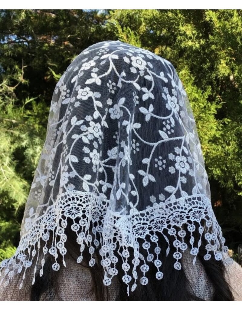 Oremus Mercy Cherry Blossom Church Veil - WHITE (48″ x 13″)