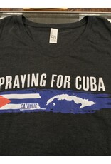 Simply Catholic Catholic Praying for Cuba T-Shirt Frosted Black, V-neck, Women's  M