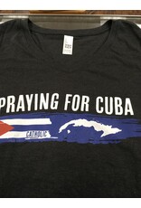 Simply Catholic Catholic Praying for Cuba T-Shirt Frosted Black, V-neck, Women's  2XL