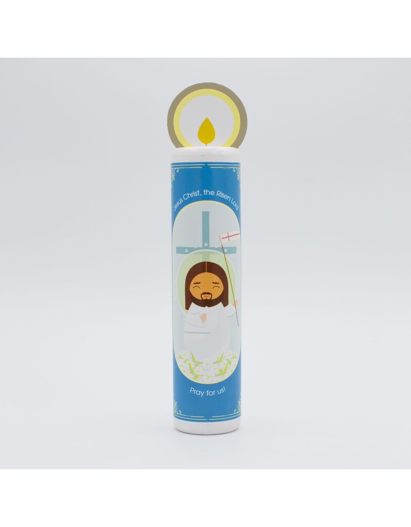 Shining Light Dolls Jesus Christ, the Risen Lord (Eternal Rest prayer for the deceased) Wooden Prayer Candle