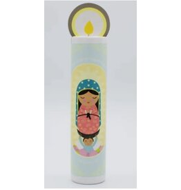 Shining Light Dolls Our Lady of Guadalupe Wooden Prayer Candle