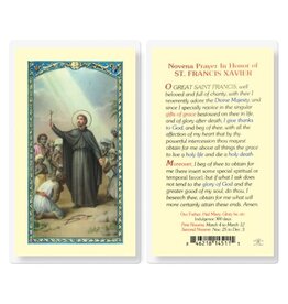WJ Hirten Laminated Prayer Card Novena in Honor of St. Francis Xavier