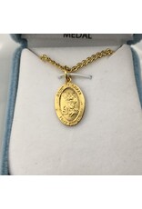 HMH Religious 9/16" Oval St. Michael Medal Gold Over Sterling Silver (18" Chain)