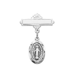 McVan Sterling Silver Oval Miraculous Medal Baby Pin