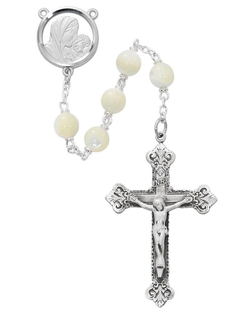 McVan 8MM Genuine Mother of Pearl Rosary with Box