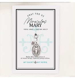 My Saint My Hero Miraculous Mary Large Silver Medal Charm