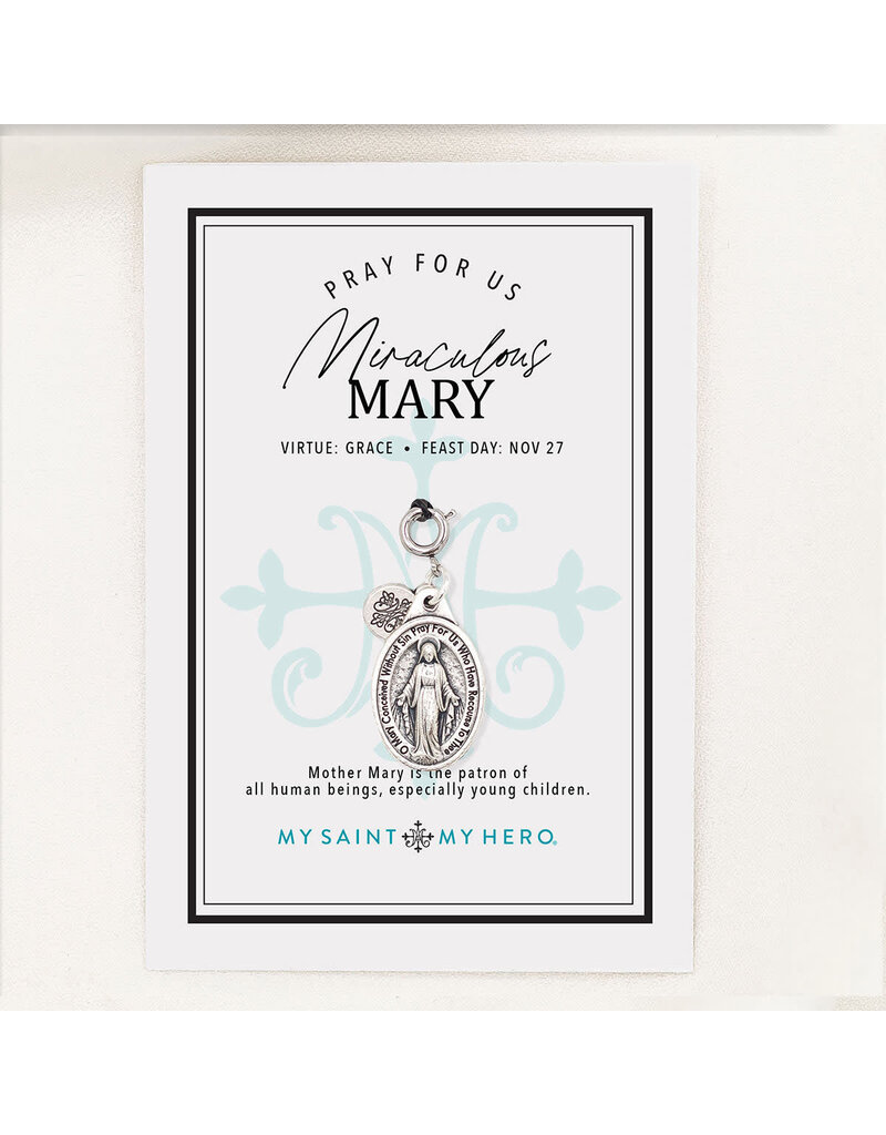 My Saint My Hero Miraculous Mary Large Silver Medal Charm