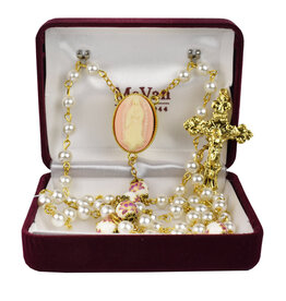 McVan 6mm Pearl Guadalupe Cameo Rosary
