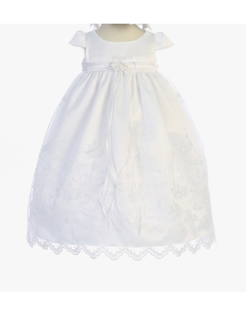 Kid's Dream White Cross Embroidered Christening Gown| Small