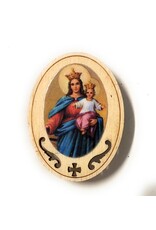Costa Articoli Religiosi Oval Wooden Magnet | Mary Help of Christians (4.5 x 3.2 cm)