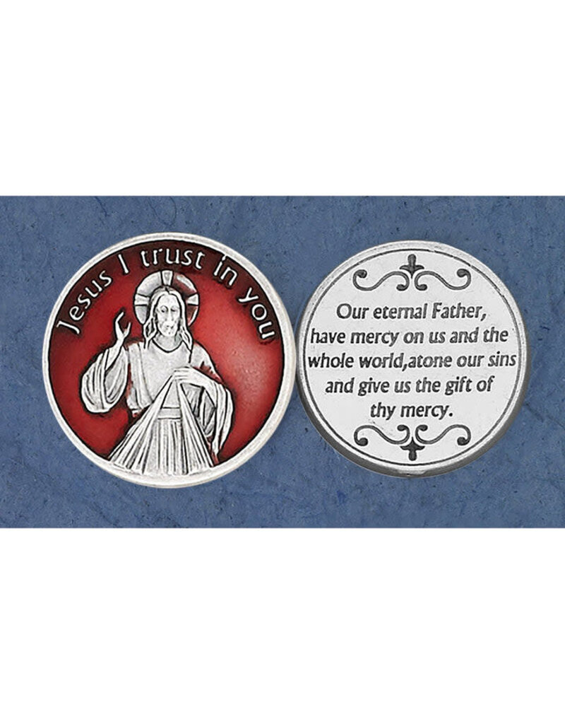 Lumen Mundi Red Enameled Divine Mercy Pocket Token