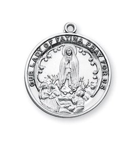 HMH Religious Sterling Silver Round Our Lady of Fatima with 24" Chain