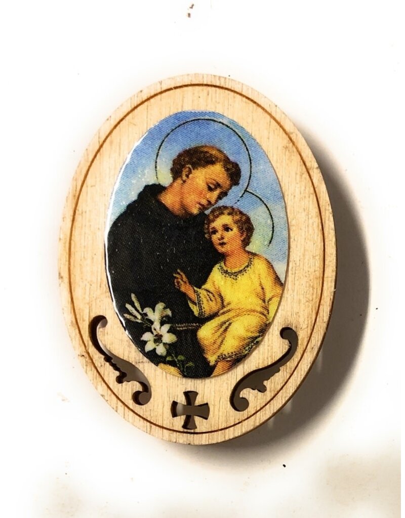 Costa Articoli Religiosi Oval Wooden Magnet | St. Anthony