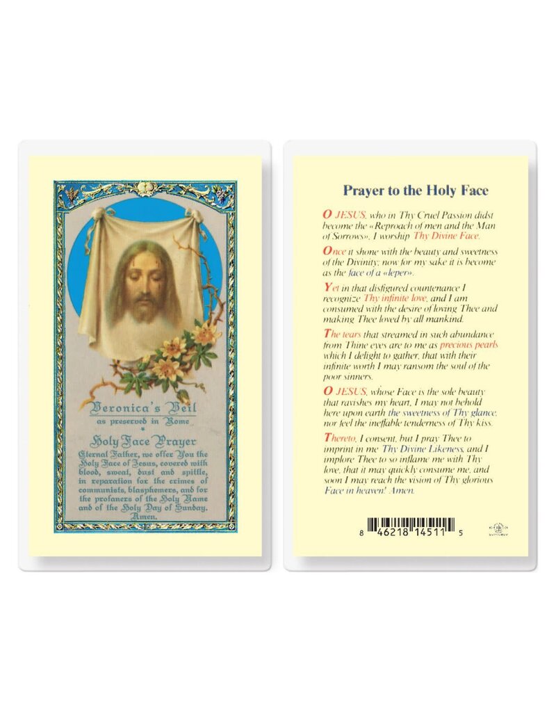 WJ Hirten Laminated Holy Card Prayer to the Holy Face