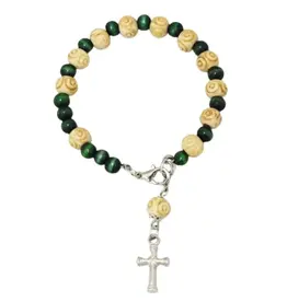 Goldscheider of Vienna Cross bracelet with green and natural beads