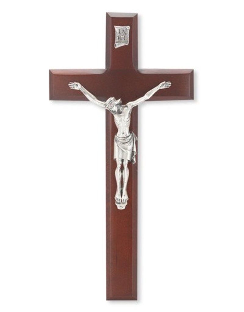 WJ Hirten 11" Crucifix Dark Cherry with Silver Corpus