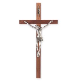 WJ Hirten 13" Walnut  Crucifix with Pewter Corpus