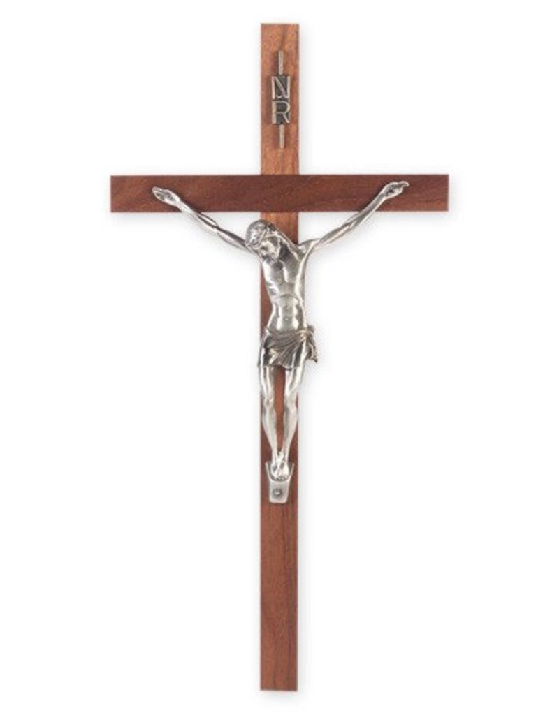 WJ Hirten 13" Walnut  Crucifix with Pewter Corpus