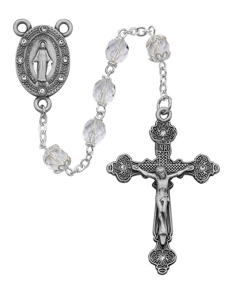 McVan 7mm Crystal Rosary with Deluxe Crucifix and Center
