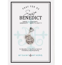 My Saint My Hero St. Benedict Medium Silver Medal Charm