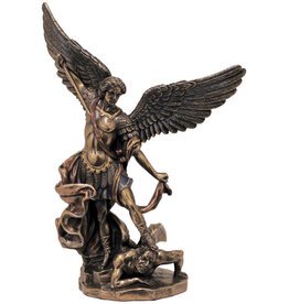 Goldscheider of Vienna St. Michael, Cold-Cast Bronze Statue, Lightly Hand-Painted, 8"