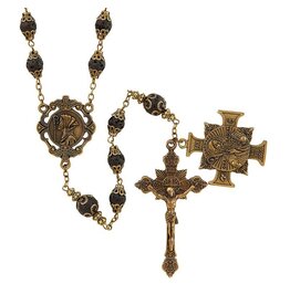 Creed Saint Benedict Rosary with Lava Beads