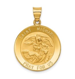 14k Gold Saint Michael Medal Hollow Pendant