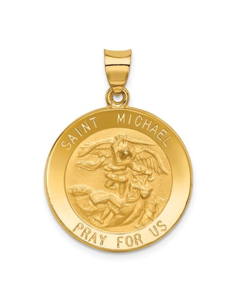 14k Gold Saint Michael Medal Hollow Pendant