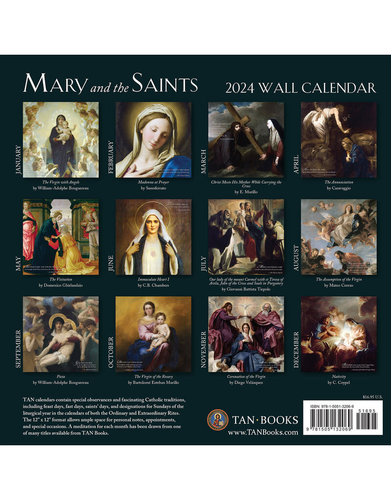 Tan Books 2024 Mary and the Saints Wall Calendar