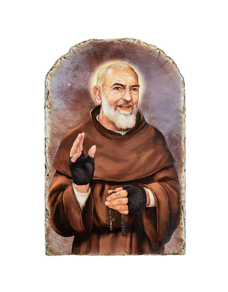 Avalon Gallery St. Padre Pio Arched Tile Plaque with Stand