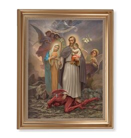 WJ Hirten 13 1/2" x 16 9/16" St. Joseph Terror of Demons with Gold Leaf Antique Finished Frame