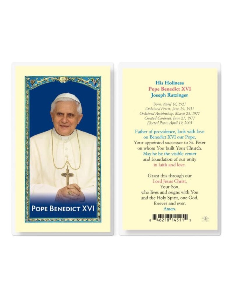 WJ Hirten Laminated Holy Card Pope Benedict XVI