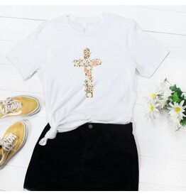 Sketch + Sentiment Floral Cross T Shirt (3T)