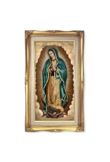 WJ Hirten 14" x 24"  Our Lady of Guadalupe Print with gold tone wood frame