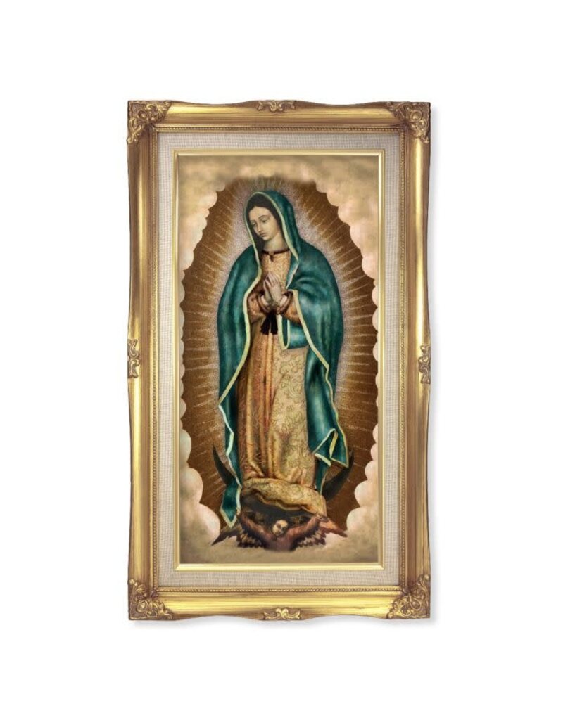 WJ Hirten 14" x 24"  Our Lady of Guadalupe Print with gold tone wood frame