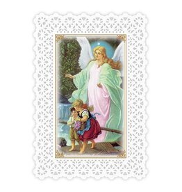 Ambrosiana Lace Holy Card - Guardian Angel Prayer