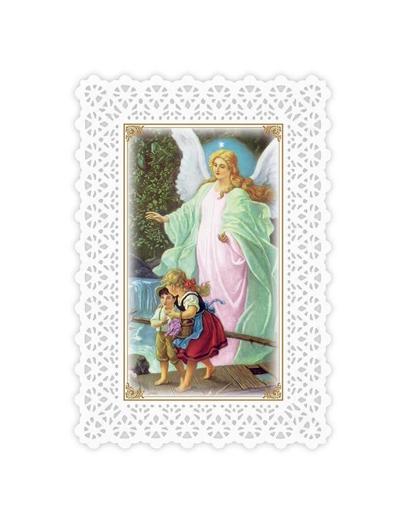 Ambrosiana Lace Holy Card - Guardian Angel Prayer